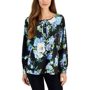 Jm Collection Women's Claudia Rose Printed Top Size XL NWT